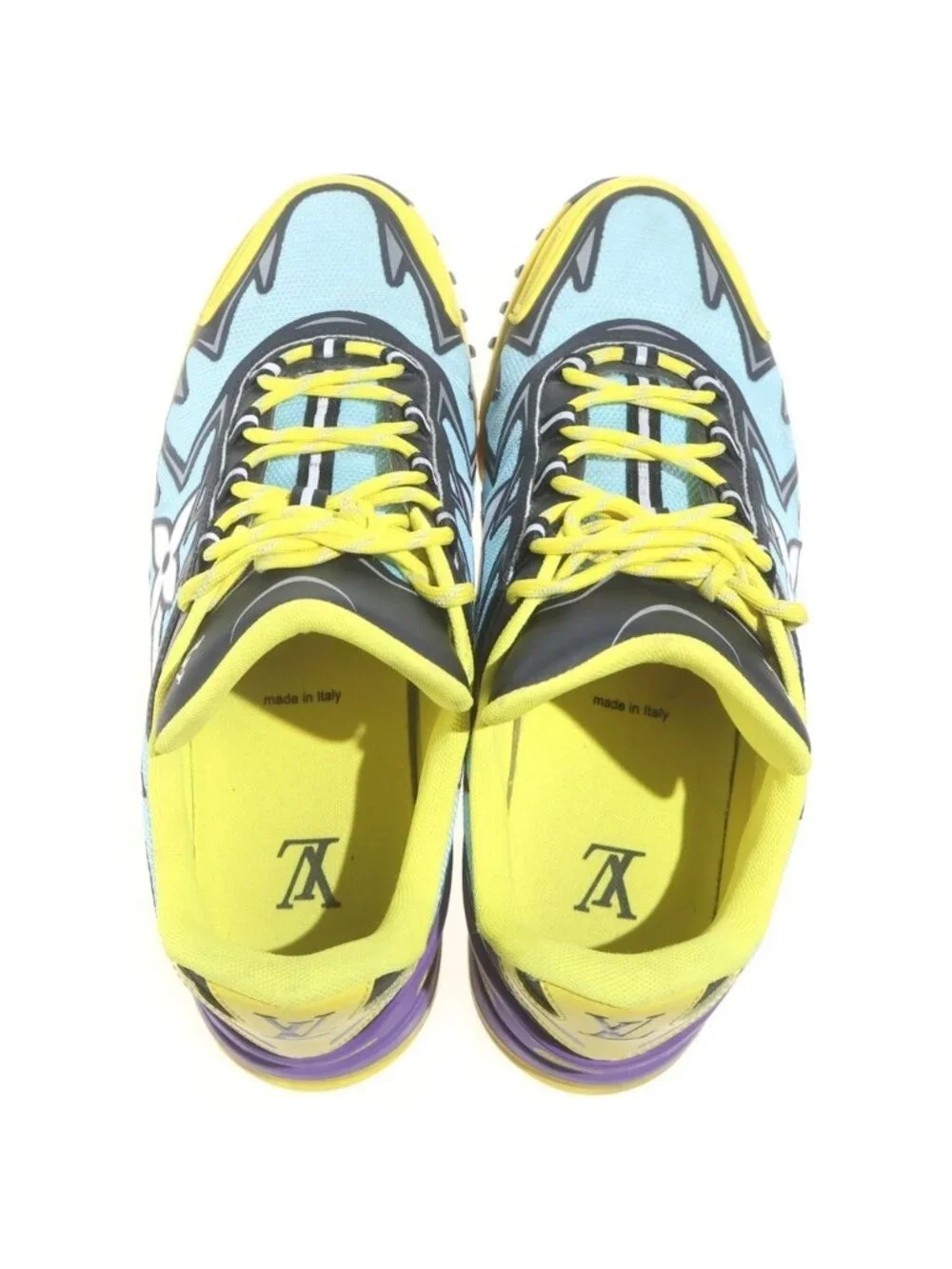 Louis Vuitton Sprint Line Low Cut Sneakers Yellow Light Blue 7.5